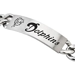 Stainless Steel Miami Dolphins Name Logo ID Bracelet