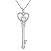 Diamond Key to Her Heart Pendant-Necklace in Sterling Silver on an 18