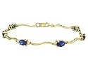 Created Sapphire Bracelet with Diamond 3.55 Carat (ctw) in 10K Yellow Gold