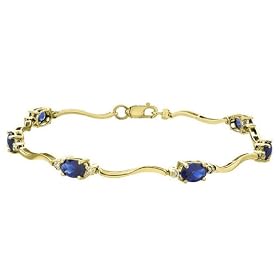 Created Sapphire Bracelet with Diamond 3.55 Carat (ctw) in 10K Yellow Gold by MyJewelryBox.com