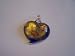 Stunning Large Glass Heart Pendant Gold Blue Jewellery