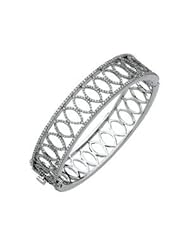 Jewelplus 14k White Gold 5 1/4 ct tw Diamond Bangle Bracelet