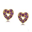 Amethyst Earrings Heart Shaped 14K Yellow Gold Purple  - 1.5CT TW