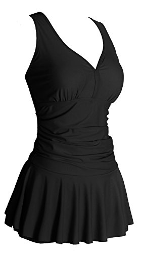 Women's Plus-Size Flower Printing Shaping Body One Piece Swim Dresses Swimsuit