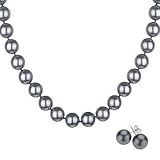 Gray Shell Pearl Necklace and Earrings