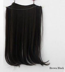 Halo Wire Flip In Synthetic Straight Hair Extensions 18" Brown Black