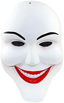 LYongBF YFY-W Top Grade Resin Fiberglass Mask Masquerade Masks Human Clear Project Smile Masks Halloween Mask Airsoft Protective Mask (White Red)