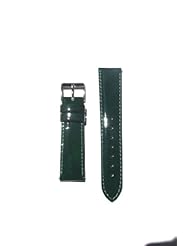 20mm Forest Green Patent Leather Watchband with Quick Release Pins Michele Style