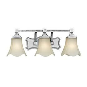 Thomas Lighting M1523-41 Three Light Bath Fixture, Satin Pewter Finish with Etched Ivory Painted Glass