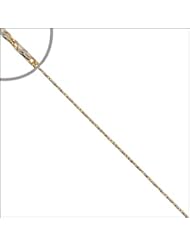 14k Yellow Gold, Raso Long Link Anklet with Sparkly White Rhodium Accents