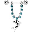 Zircon Blue Gem Dolphin Nipple Ring