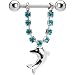 Zircon Blue Gem Dolphin Nipple Ring