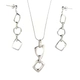 Silver Geometric Necklace and Earring Set.