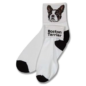 Buy For Bare Feet Dog Breed Boston Terrier Roll Down Sock by For Bare Feet