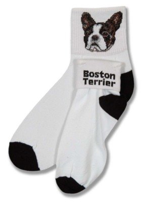 For Bare Feet Dog Breed Boston Terrier Roll Down Sock
