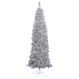 Vickerman 7.5 Foot Silver Pencil Christmas Tree