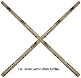Gungfu Filipino Doces Pares Fire Burned Escrima Sticks with Hand Carvings - 28-29 inches, 1 Piece