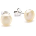 Pasionista 603087 - Pendientes de mujer de plata de ley con perla de agua dulce (2 perlas), 8 cm