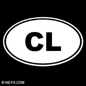 CL - Chile - Country Code Vinyl Decal Sticker | Vinyl Color: White