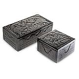 NOVICA Wood jewelry boxes, 'The Goddess and the Elephants' (pair)