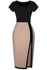 Slit Colorblocking Acrylic Bodycon Dress 