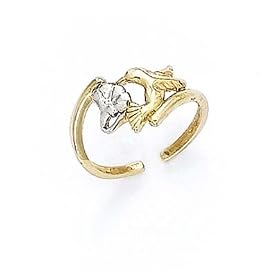 14k Two-Tone Hummingbird Toe Ring by JewelryWeb