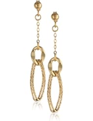 14k Italian Yellow Gold Double Link Dangle Earrings