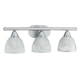 Thomas Lighting SL7450-78 Linear - Three Light Bath Bracket, Brushed Nickel Finish with Etched Alabaster Glass