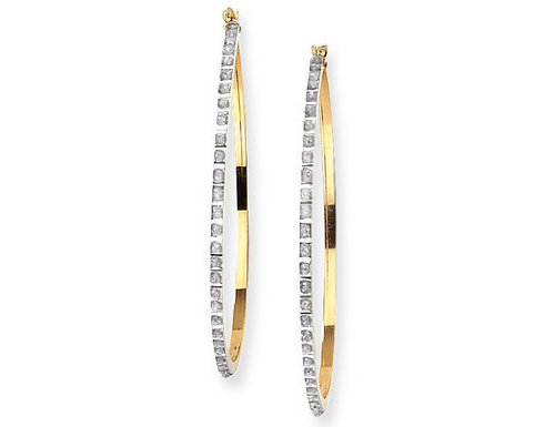 Large Diamond Hoop Earrings in 14K Yellow Gold