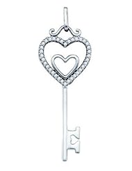 10KT White Gold 0.10 CTW Diamond KEY Pendant