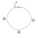 Pave CZ Skull & Crossbones Sterling Silver Anklet