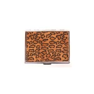 Outer Rebel Fashion Flasks and Smoking Accessories- Leopard Print Stainless Steel Cigarette ID Case...