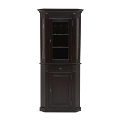 Ambientehome 52149 Eckvitrine Kura Eiche 54 x 91 x 204 cm, schwarz Kolonialstil
