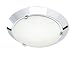 Puristische Deckenleuchte f�r Feuchtr�ume geeignet  - Kreisrund  - Farbe: Chrom  - Glas: matt wei�  
- Fassung: E27 bis max. 60 Watt  - Durchmesser: ca. 28 cm 