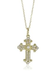 KC Designs "Faithfully Yours" Diamond 14k Yellow Gold Small Byzantine Cross, 16"