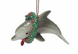 DOLPHIN in Christmas WREATH Ornament MINIATURE New Porcelain NORTHERN ROSE R272