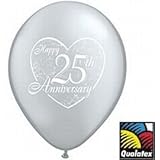 Happy 25th Anniversary Qualatex Latex Balloons, 11-Inch 25 Per Pack