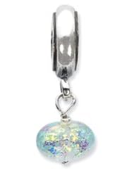 Sterling Silver Yellow Dichroic Glass Dangle Charm for 3mm Bracelets