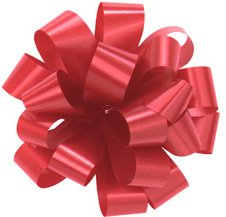 Set of 10 RED Pom Pom, Pull Bows, 5 Wide Satin for Gifts, Packages, Boxes, Birthdays, Anniversaries, Parties and Holidays Such as Christmas Wrapping