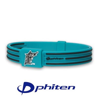 Phiten National League MLB S-Type Titanium Bracelet Team: Florida Marlins, Size: 6 3/4in