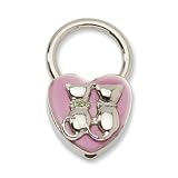 Silver-tone Cats With Crystals Pink Enamel Key Ring Fob - JewelryWeb