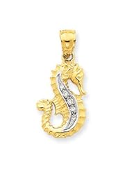 14k Gold Diamond Seahorse Pendant