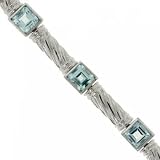 Sterling Silver Blue Topaz Bracelet - Twisted Design