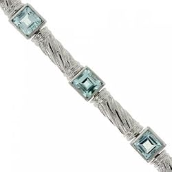 Genuine Blue Topaz Bracelet Twisted Design in Sterling Silver