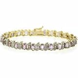Vermeil (24K Gold over Sterling Silver) Genuine Amethyst and Genuine Diamond Accent Bracelet