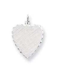 Sterling Silver Engraveable Heart Patterned Disc Charm