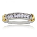 Two Tone Gold Hugs and Kisses Ring w Genuine Diamonds