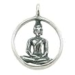 Three Dimensional Seated Young Buddha in Sterling Silver in Round Pendant, #9066