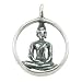 Three Dimensional Seated Young Buddha in Sterling Silver in Round Pendant, #9066