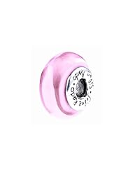 SilveRado(tm) SC14 Murano Glass I Love Pink  Bead / Charm